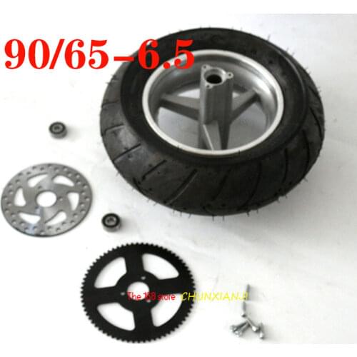 90/65-6.5 tubeless /vacuum tire Rear Wheels with Brake Disc rear sprocket for 47cc/49cc 2 stoke Mini pocket bike wheel & dis