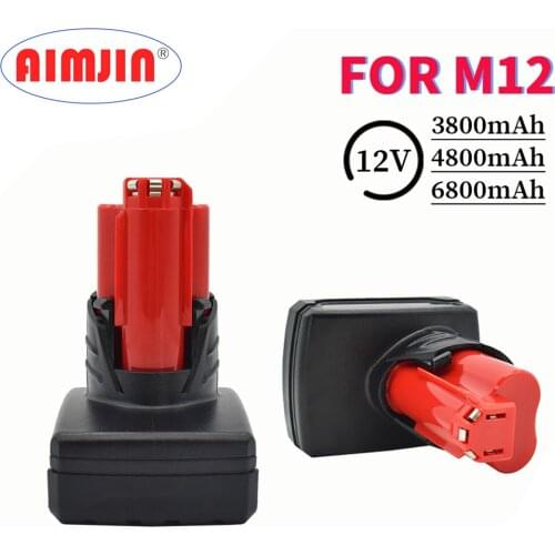 12V 3.8/4.8/6.8Ah Rechargeable Battery for Milwaukee M12 XC Cordless Tools 48-11-2402 48-11-2411 batteries 48-11-2401 MIL-12A-L
