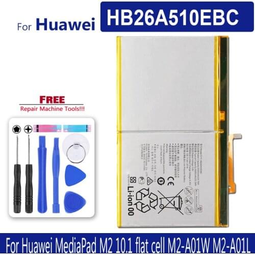 Tablet Battery HB26A510EBC For Huawei MediaPad M2 10.1 flat cell M2-A01W M2-A01L Media Pad M2 10.1/A01W/A01L flat cell Track Num