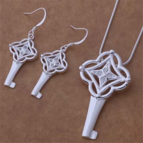 AS333 Hot Sale Silver Plated Color Jewelry Sets For Women Wholesale High Quality Classic Earring 463 + Necklace 139