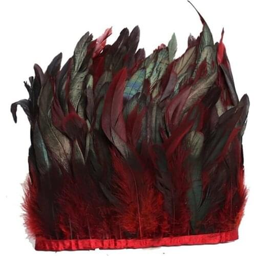 10Meters Natural Rooster Feathers Trim Fringe for Crafts Plumas Black Feather Ribbon Sewing Clothing Wedding Feathers Decoration