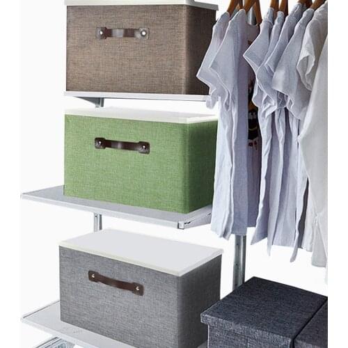 Large Foldable Storage Box Lids Stackable Polyester Fabric Container Organizer Clothing Storage Boxes