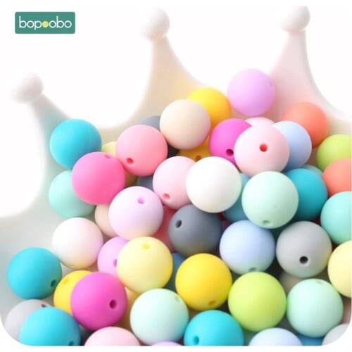 Bopoobo 100pcs Baby Nursing Accessories Silicone Beads Food Grade Teether DIY Jewelry Bracelet Crib Toy Baby Teether 12mm