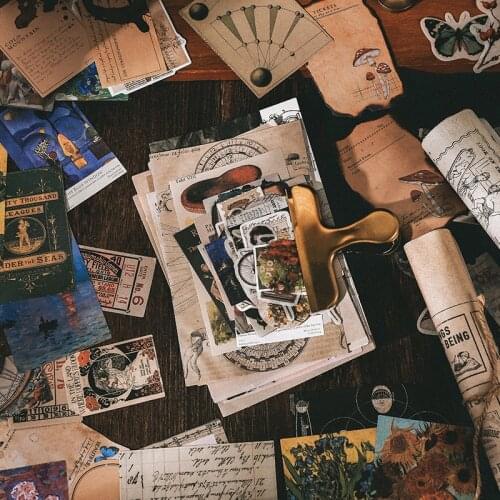 200 pcs Antique Collection Mixed Material Special Paper Handmade Material Package Retro Collage Background Base Material Paper