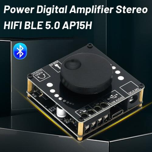AP15H Bluetooth 5.0 20W+20W Power Digital Amplifier Stereo Board AMP Amplificador Home Theater 12V 24V 3.5mm AUX USB