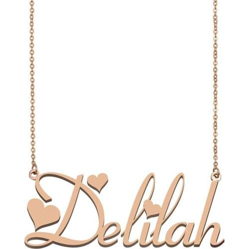 Delilah Name Necklace Custom Personalized Gold Choker for Women Girls Best Friends Birthday Wedding Christmas Mother Days Gift