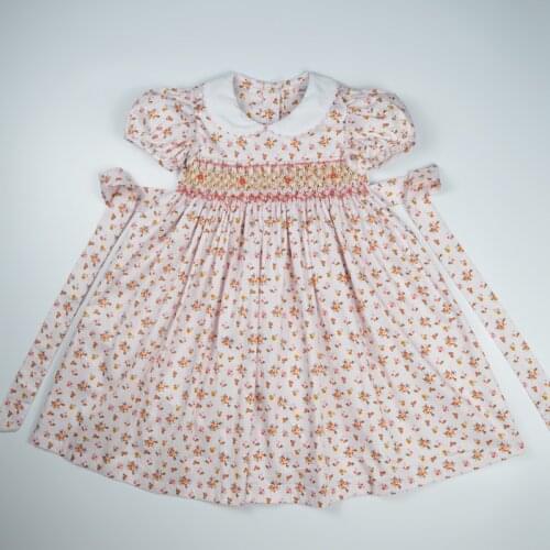 3 4 5 6 7 Years Girls Princess Smocked Dresses Summer Kids Girls Floral Smocking Dresses Wedding Birthday Party Dresses