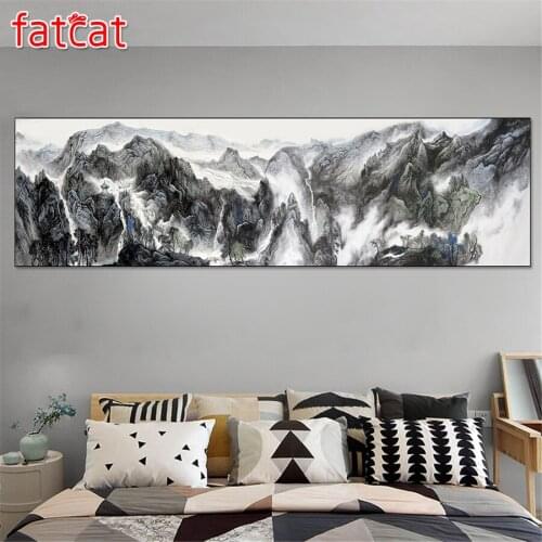 FATCAT Vintage alpine landscape large size 5D Diy Daimond Painting Full Square Round Drill Rhinestone Embroidery decor AE1739