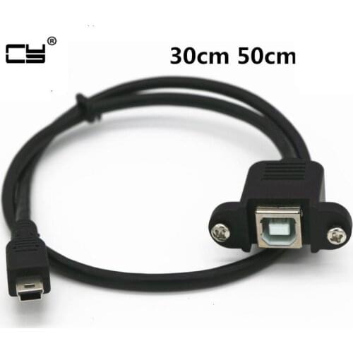 Mini-USB 5pin Mini USB 2.0 Male to USB 2.0 B Type Female Connector Cable 30cm 50cm With Panel Mount Hole USB MINI USB Cable