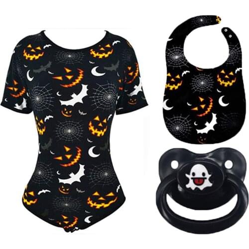 TEN@NIGHT Adult Size Baby Oneises ABDL Romper Snap Crotch Pajamas for Women with 2 Adult Baby Pacifier Sets