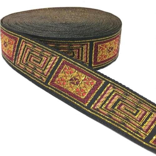 ZERZEEMOOY 1" 25mm 10yard/lot Woven Jacquard Ribbon geometric metal ribbon MZZD17072701