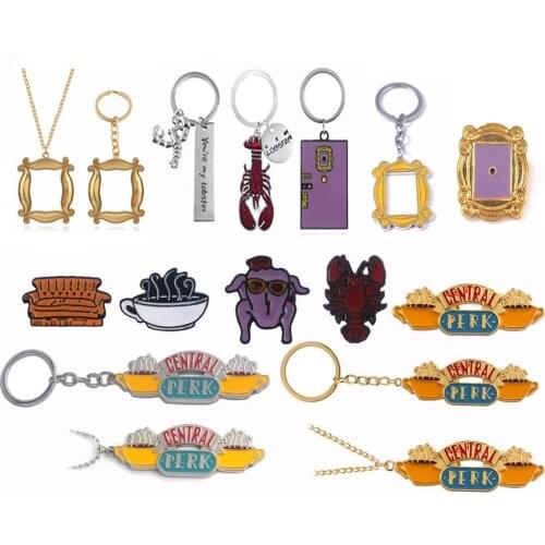 Fashion Metal TV Friends Keychain Central Perk Coffee Time Monicas Door Keyring Jewelry Accessories for Women Bag Pendant