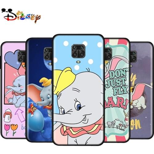Silicone Soft Cover Cute Animation Dumbo For Xiaomi Redmi Note 10S 10 9 9S 9T 8T 8 7 6 5 Pro Max 5A 4X 4 5G Black Phone Case