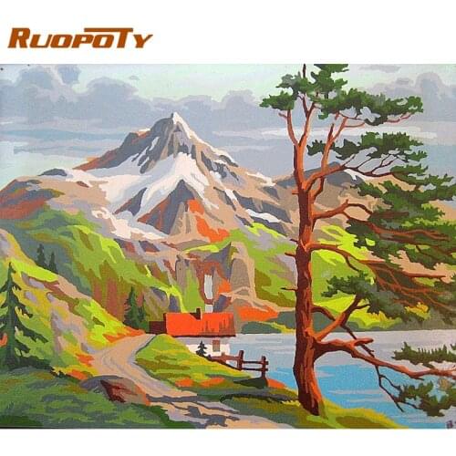RUOPOTY 60x75cm Frame Painting By Number For Adults Modern Mountain Picture By Numbers Acrylic Paint On Canvas Home Decors Art