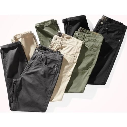 2021 New Mens Solid Color Casual Pants Slim Straight All-Matching Casual Trousers