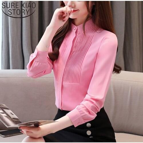 New Fashion Spring Chiffon Women Shirts Long Sleeves Solid Elegant 2020 Womens Tops and Blouses Blusas Mujer De Moda 8226 50