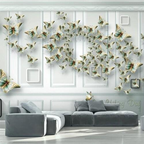 Beibehang Custom wallpaper 3d mural papier peint embossed butterfly European retro background wall living room bedroom wallpaper