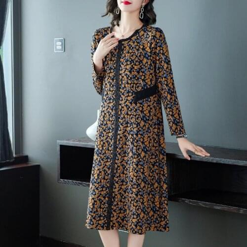 2020 Autumn Vintage Knitting Long Sleeve Midi Dress Winter Print 3XL Plus Size Casual Dress Women Elegant Bodycon Party Vestidos