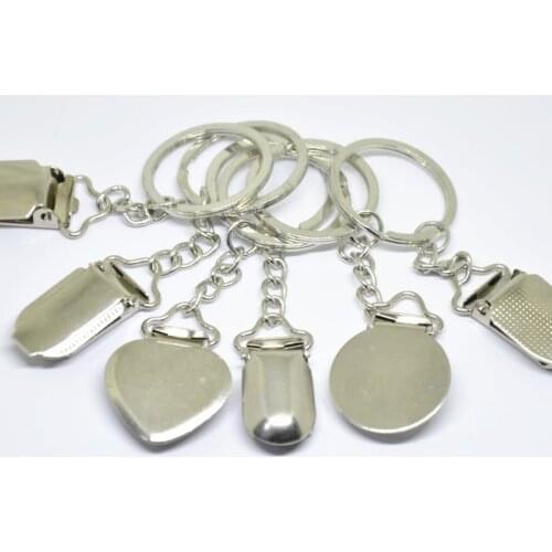 30 Pcs Metal Suspender Pacifier Holders Clips with Keyring Buckle Soother Chains For Toys Trousers Baby Product 25mm