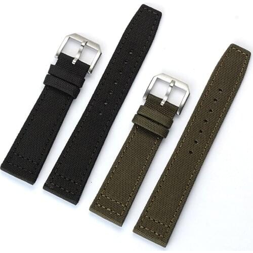 20mm 21mm 22mm Nylon Canvas Fabric Watch Band for IWC Pilot Spitfire Timezone Top Gun Strap Green Black Belts Wristwatch Straps