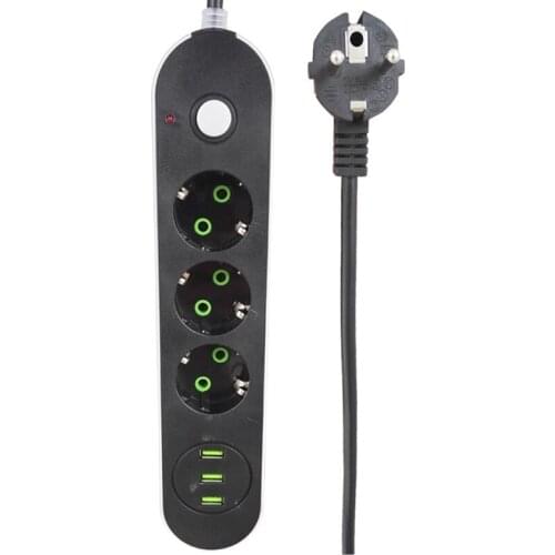 Power Strip USB Fast Charging Socket Universal Electrical Extender Cable for Home Office Network Filter(EU Plug)