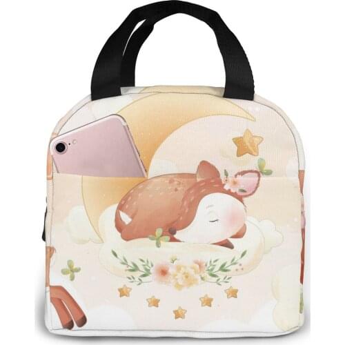 Lunch Bag Cute Deer Thermal Insulated Lunch Box Tote Cooler Bag Bento Pouch Lunch Container Food Storage Bag