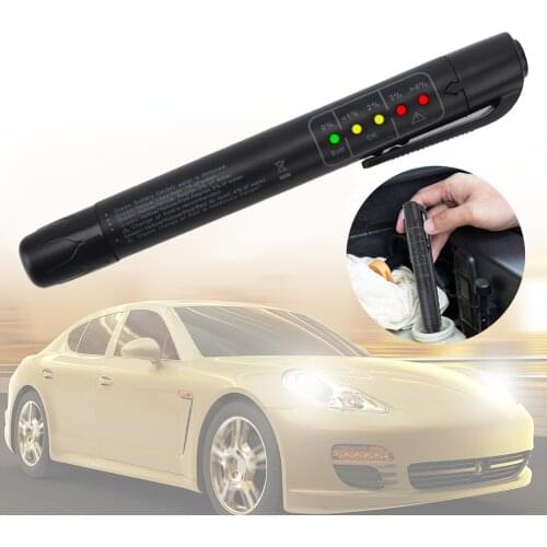 Brake Fluid Tester Digital Auto Liquid Testing Brake Fluid Tester Pen for DOT3/DOT4 Mini Electronic Pen 5 LED Indicator Display