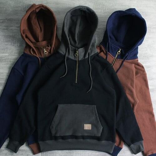 Autumn and Winter Fashion Pure Cotton Terry Heavyweight Thick Plus Velvet Hoodies for Mens Loose Hooded Pullover Sportswear