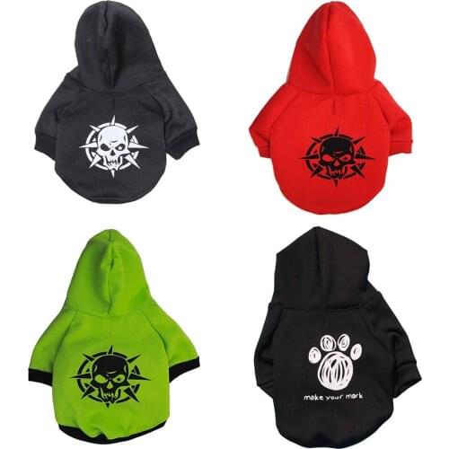 Pet Supplies Winter Trend Cool and Handsome Printed Skull Cute Sweater Hoodie T-shirt Long Sleeve Jacket Puppy Clothes