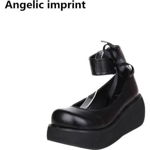 Angelic imprint woman mori girl lolita cosplay shoes lady high trifle heels wedges pumps women princess dress punk platform shoe