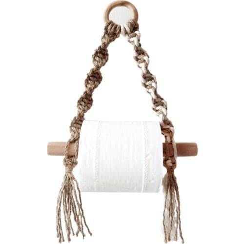 Towel Hotel Punch Free Nordic Bathroom Hanging Rope Vintage Rack Tapestry Macrame Toilet Paper Holder Hand-Woven Organizer