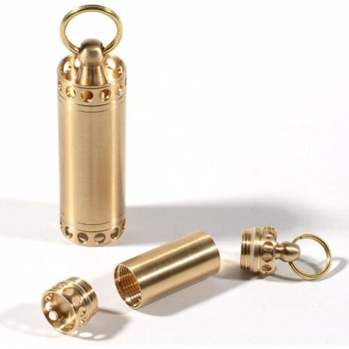 Waterproof Brass Outdoor Capsule Seal Bottle Pill Holder Camping Emergency First Aid Kits Safety Survival Pill Bottle