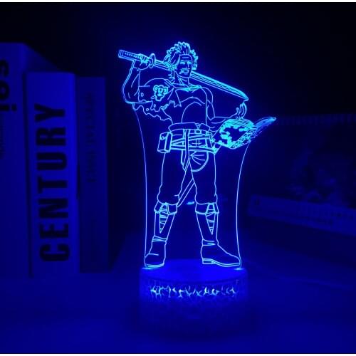 Yami Sukehiro Black Clover Anime 3D LED White Base Nightlight for Bedroom Decor Nightlight Manga Birthday Gift Crake Table Lamp