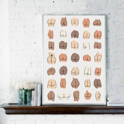 Funny Bathroom Colorful All Skin All Races Body Wall Art Canvas Painting Nordic Posters and Prints Wall Pictures for Living Room