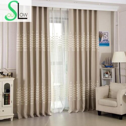 Slow Soul Beige Curtains Korean Embroidered Linen Customized Leaves Tulle Cortinas For Living Room Kitchen Bedroom And Pastoral