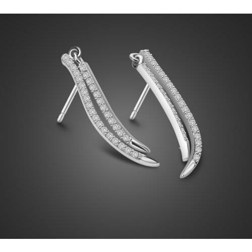 100% 925 sterling silver Fringed bar Stud earrings for women Fashion & elegant woman Rose Gold Earrings Charm Silver jewelry