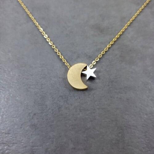 Vintage Star Moon Necklace For Women Gothic Jewelry Stainless Steel Long Chain Bridesmaid Friendship Gift Collares Mujer