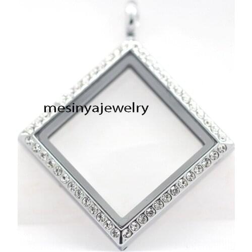10 pcs large magnet czech crystal rhombus floating charms glass locket for floating charms