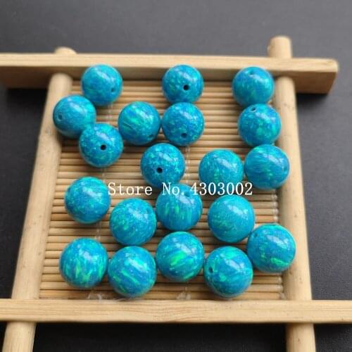 10pcs/lot 10mm T2 Blue Synthetic Round Ball Opal Stone Round Opal beads for DIY Jewelry