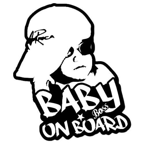 12.9CM*15CM Hip Hop BABY BOSS ON BOARD Sticker Decal Car Vinyl Sign Window Cute Black/Silver C10-00621
