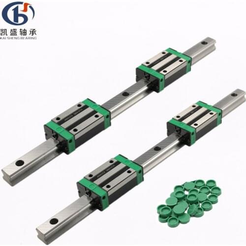 2pc HGR15 HGH15 Square Linear Guide Rail L=200mm-1500mm +4 pc slide bearing block HGH15CA/flang HGW15CC CNC Router Engravin