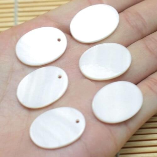 25pcs/lot)2021 New 18X25mm No Hole/Front Hole Natural Oval Cut shell Mother Pearl shell for DIY Jewelry