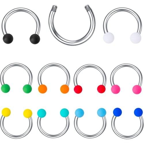 5Pcs 1.2x8mm Quality Rubber Painting Acrylic Balls Nose Rings Labret Lip Nose Piercing Stainless Steel Helix Tragus Ear Jewelry