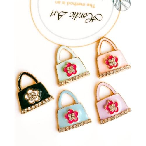 Free Shipping 30pcs Enamel Alloy harms Gold Tone Plated Oil Drop DIY Jewelry Findings Metal Floral Women Handbag Pendant 19*21mm