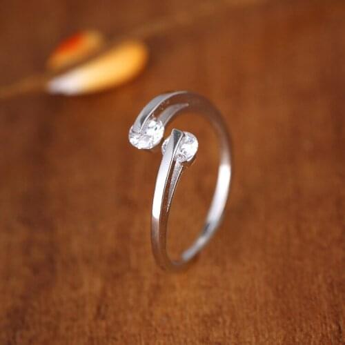 Bohemian Vintage Silver Color Crystal Rings For Women Gift Bijoux Adjustable Finger Antique Engagement Rings Anillos