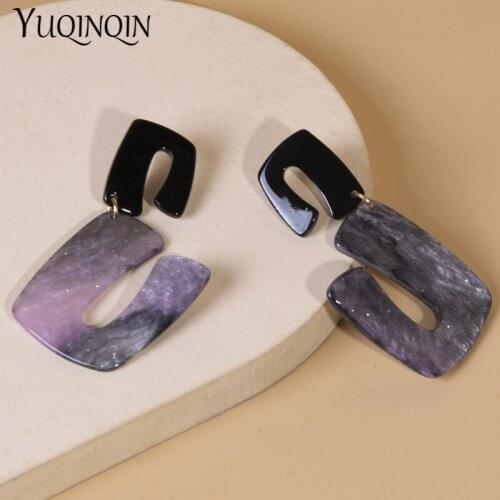 Large Long Geometric Acrylic Drop Earring for Women Trendy 2021 Korean Fashion Jewelry Resin Earrings for Girls Party Gift