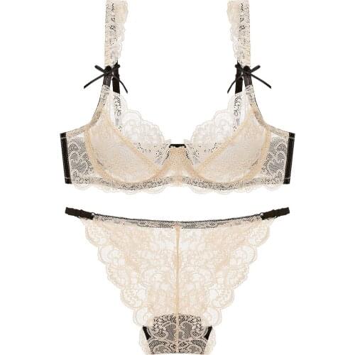 Girl Bra Ladies Lingerie Sexy French Transparent Ultra-thin Lace Bra Set Lingerie Set Sexy Sexy Bras and Panties Sets for Women