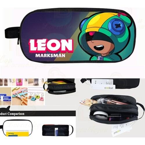 Game Leon Spike Star Pencil Case Kawaii Pencilcase School Pen Case Supplies Shooting Game School Box Pencils Stationy