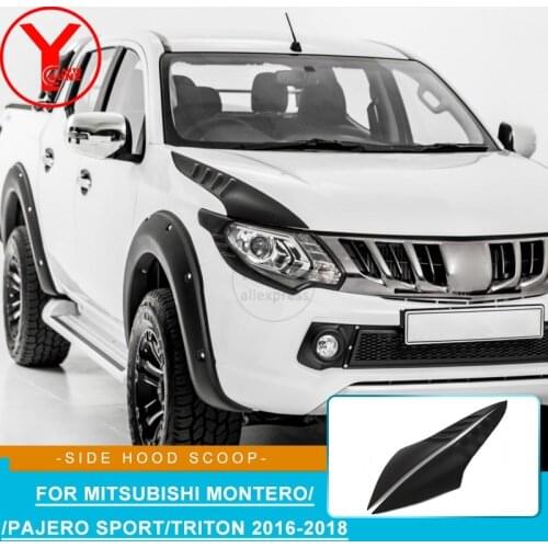 Black Side Hood Scoop Sticker For MITSUBISHI Montero PAJERO SPORT Shogun Triton 2016 2017 2018 Parts ABS car accessories YCSUNZ