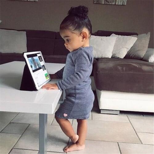 1-7T Toddler Kid baby Girl Clothes Autumn Winter Knitted T Shirt Dress Elegant Long Sleeve Warm Infant Outfit Fashion Outfit